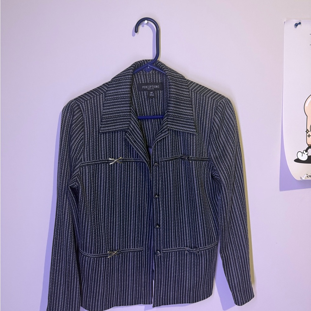 Perceptions Black and White Striped Jacket
